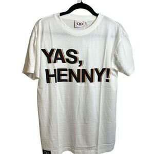 NWT Queer Eye Unisex White Short Sleeve Graphic Tee Shirt “Yes Henny” - Size L